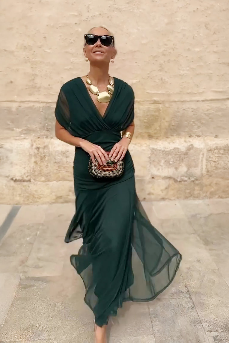Vestido Santana – Vestido largo elegante con cintura plisada