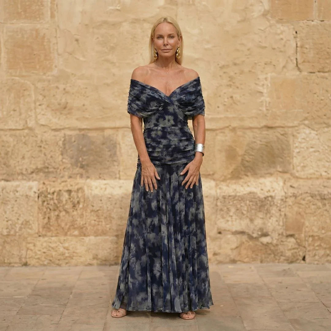 Vestido Santana – Vestido largo elegante con cintura plisada