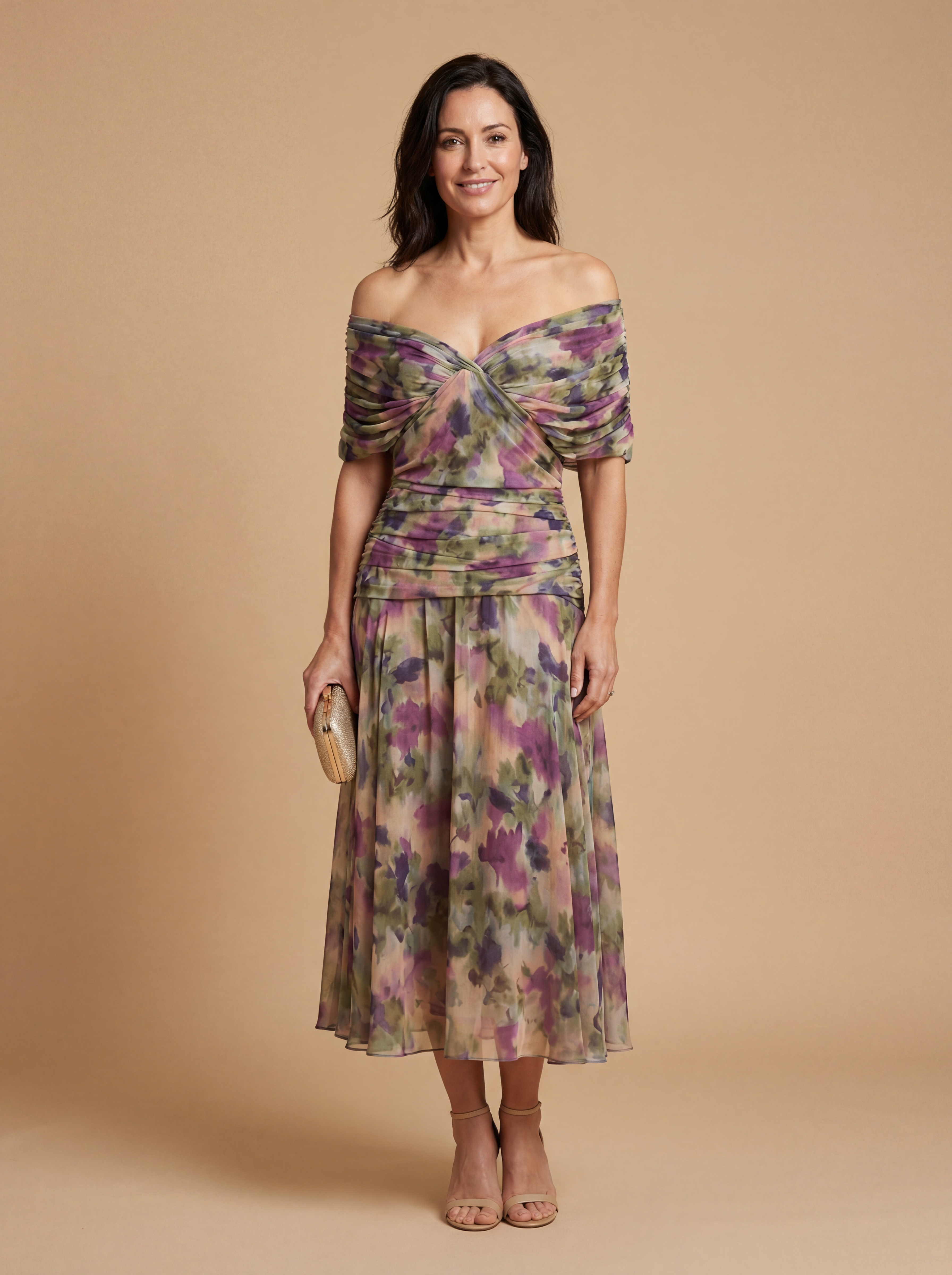 Vestido Santana – Vestido largo elegante con cintura plisada
