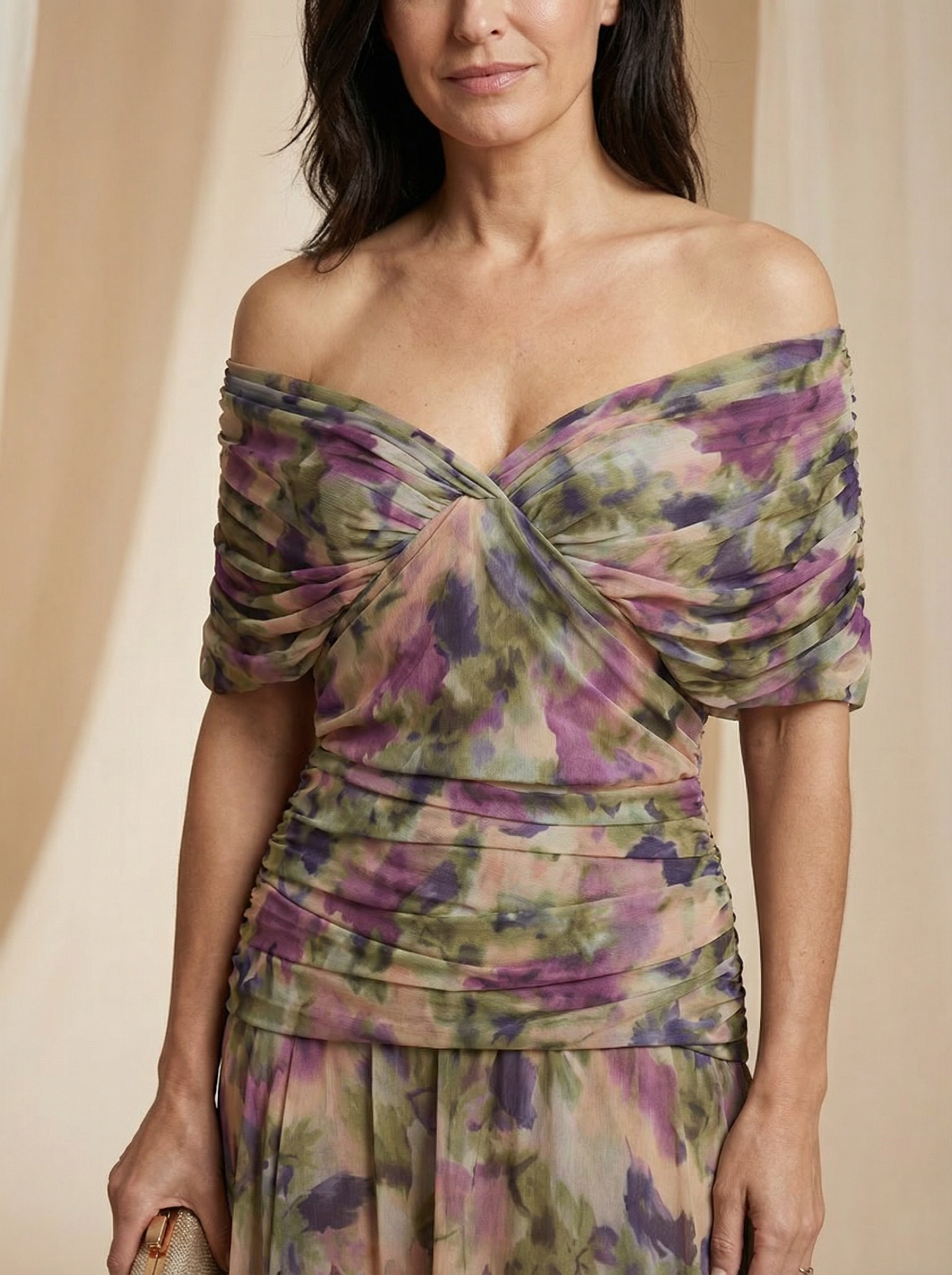 Vestido Santana – Vestido largo elegante con cintura plisada