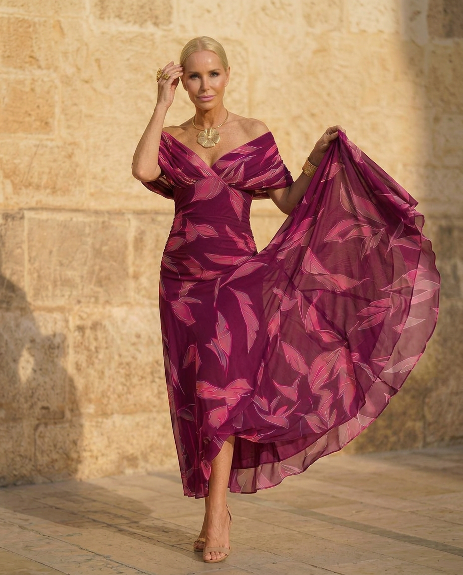Vestido Santana – Vestido largo elegante con cintura plisada