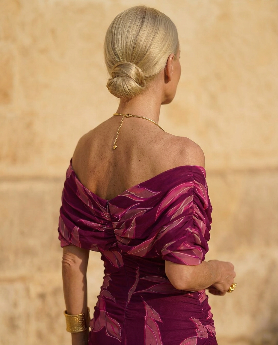 Vestido Santana – Vestido largo elegante con cintura plisada